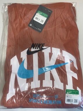 Nike Rust Graphic Tee with White, Black & Blue Logo